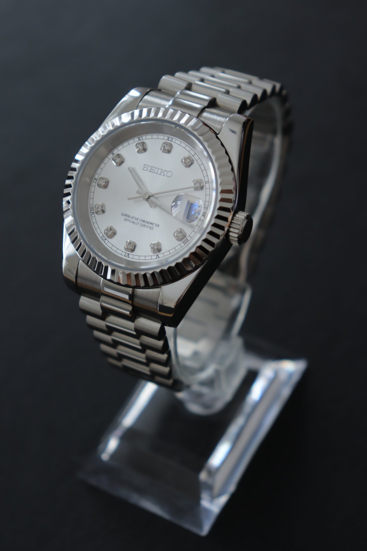 36mm Datejust Silver Dial Diamond Indices Cyclops Date