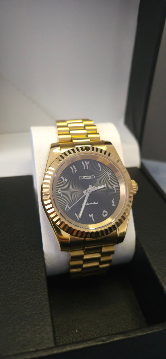 36mm Gold Datejust style Black Dial Arabic Numerals