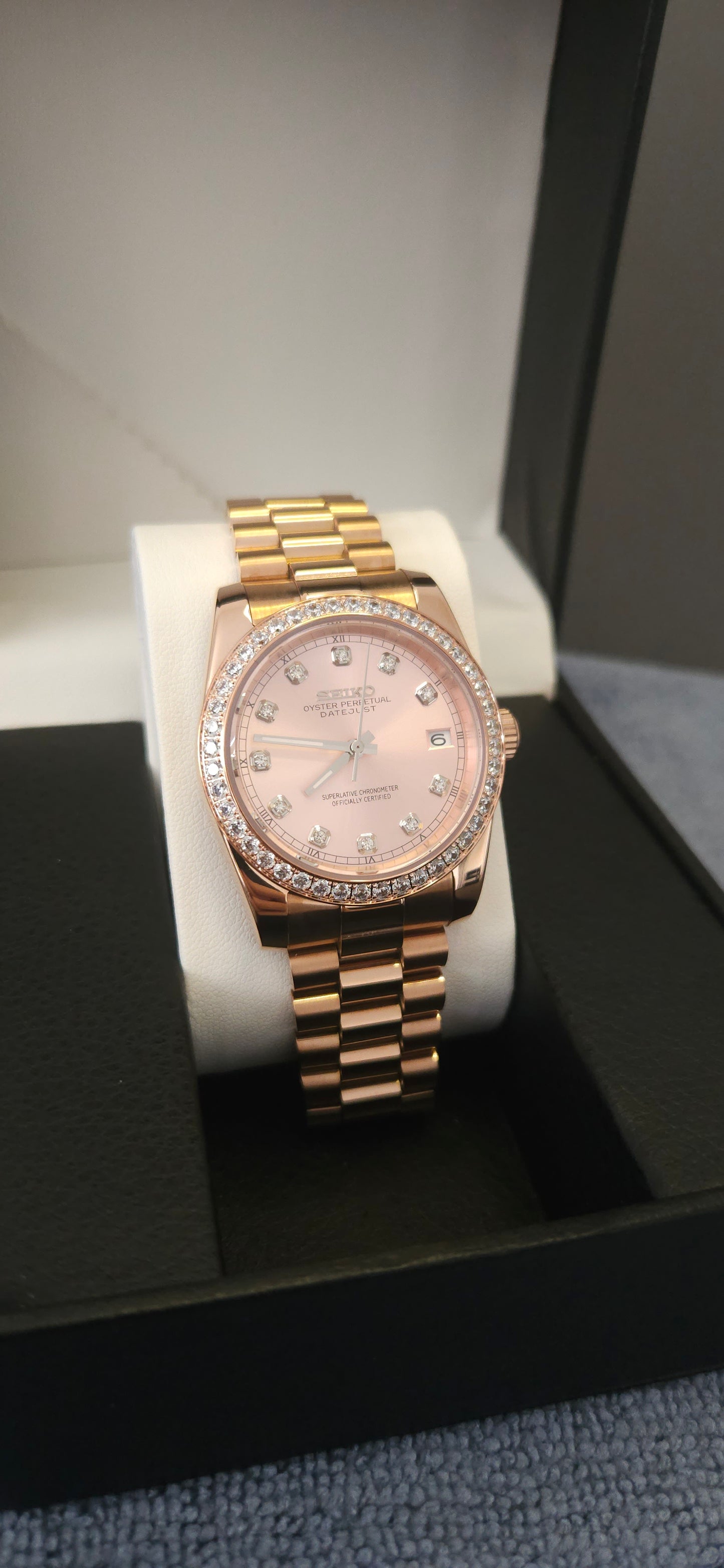 36mm Datejust Rose Gold Dial Diamond Bezel Pink Jewelled