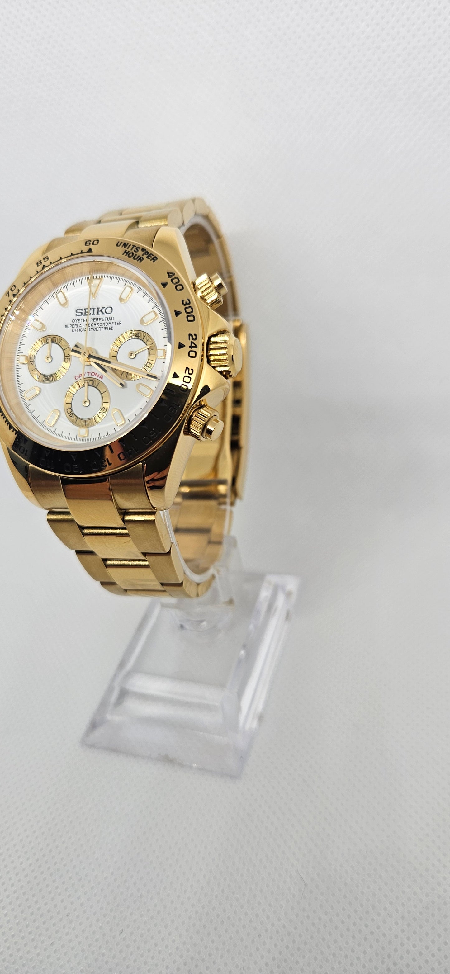 40mm Seiko Mod – Daytona Gold Chronograph with White Dial