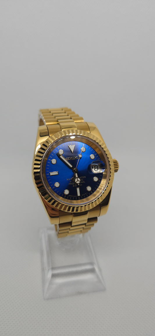 39mm Seiko Mod – Datejust Gold Edition with Blue & Gold Dial