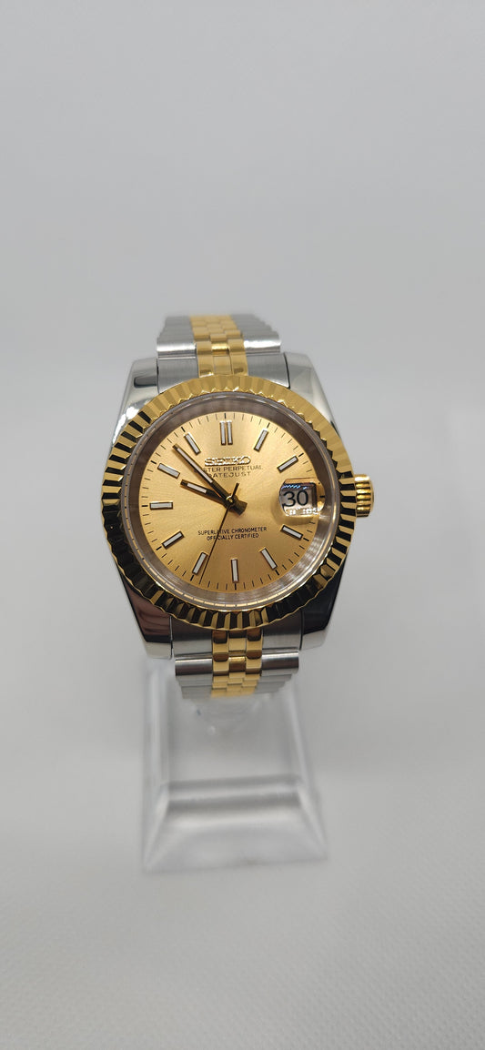 36mm Seiko Mod – Datejust Two-Toned Elegance