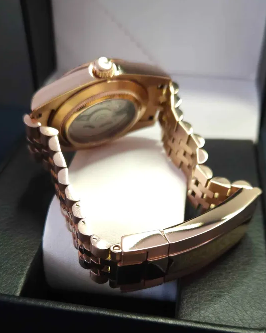 36mm Rose Gold Datejust Style Chocolate Jeweled Dial