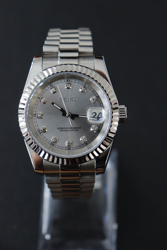 36mm Datejust Silver Dial Diamond Indices Cyclops Date